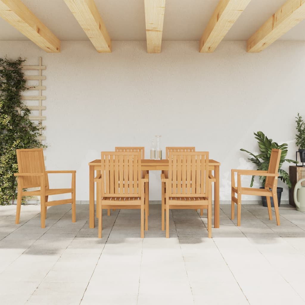 7 Piece Garden Dining Set Solid Wood Teak