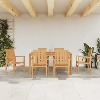7 Piece Garden Dining Set Solid Wood Teak