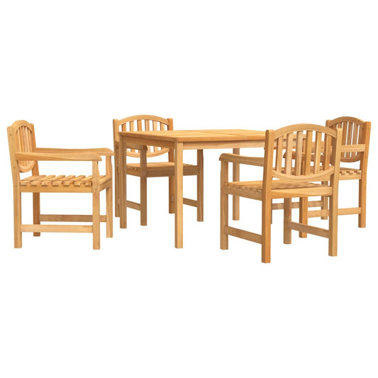 5 Piece Garden Dining Set Solid Wood Teak