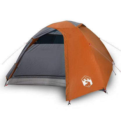 Camping Tent Dome 4-Person Grey and Orange Waterproof