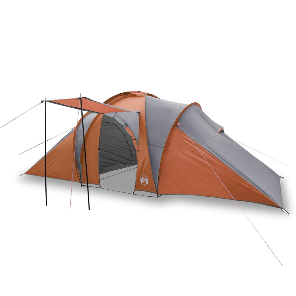 Family Tent Dome 6-Person Grey and Orange Waterproof