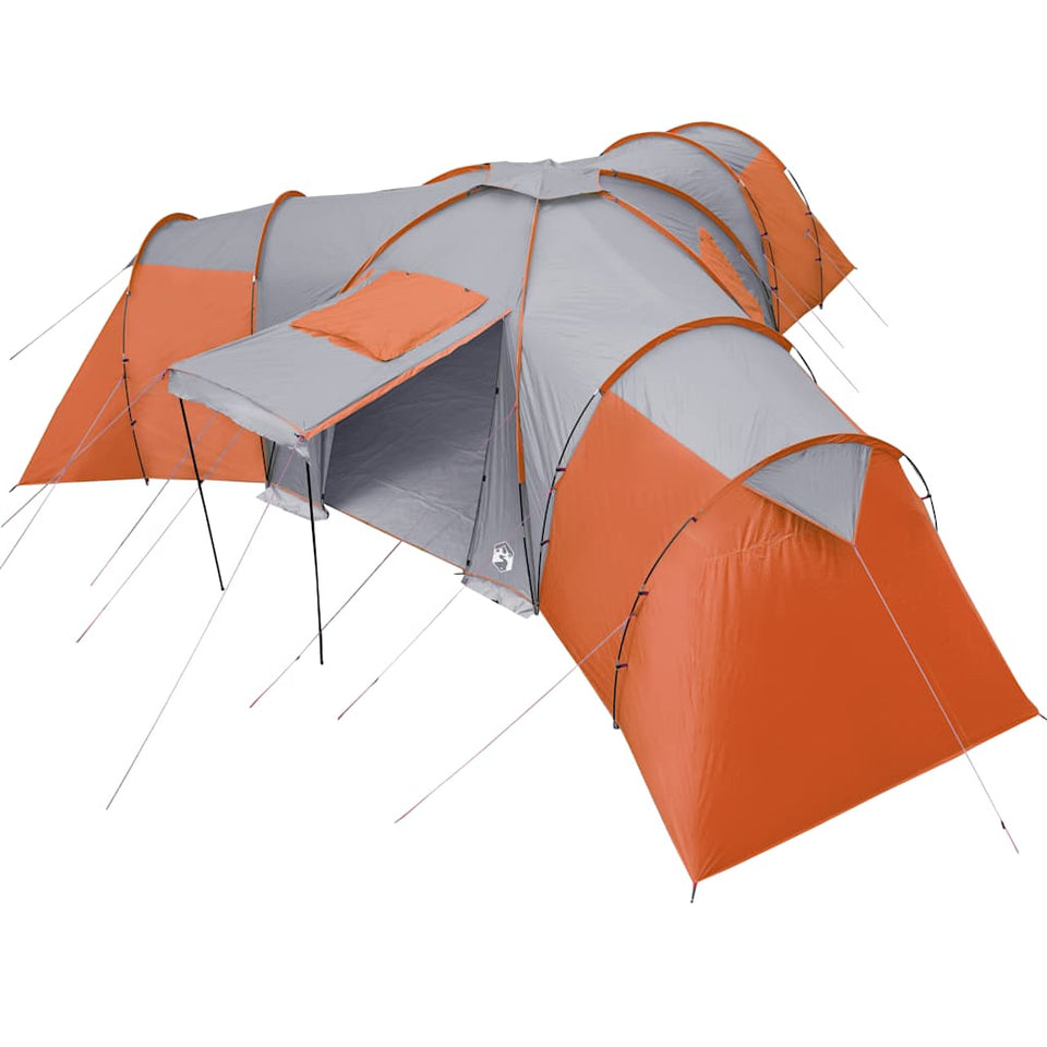 Family Tent Dome 12-Person Grey and Orange Waterproof