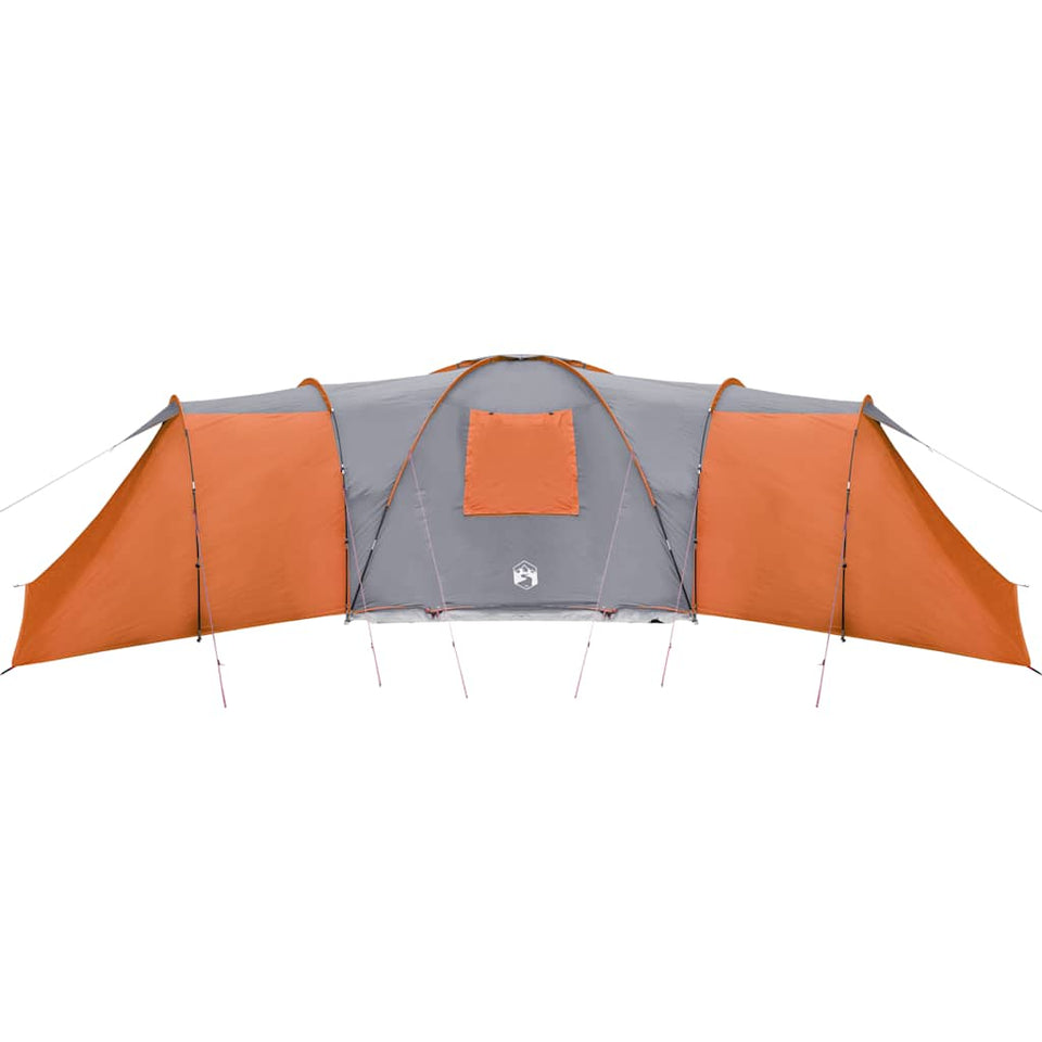 Family Tent Dome 12-Person Grey and Orange Waterproof