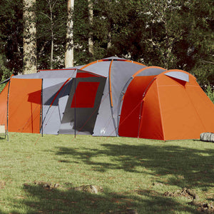 Family Tent Dome 12-Person Grey and Orange Waterproof