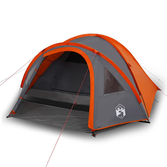 Camping Tent Dome 4-Person Orange Waterproof