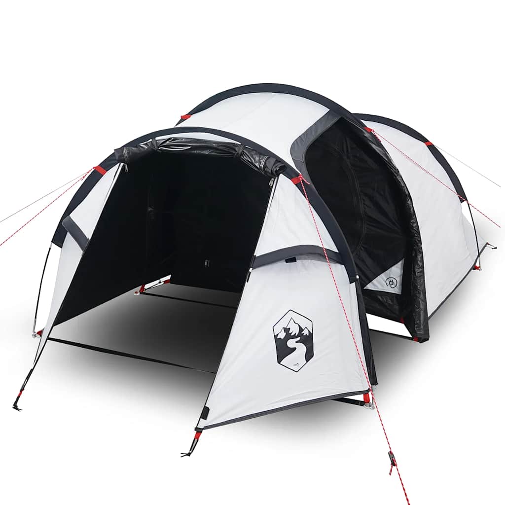 Camping Tent Tunnel 3-Person White Blackout Fabric Waterproof