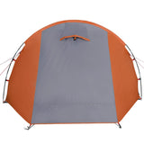 Camping Tent Tunnel 4-Person Grey and Orange Waterproof