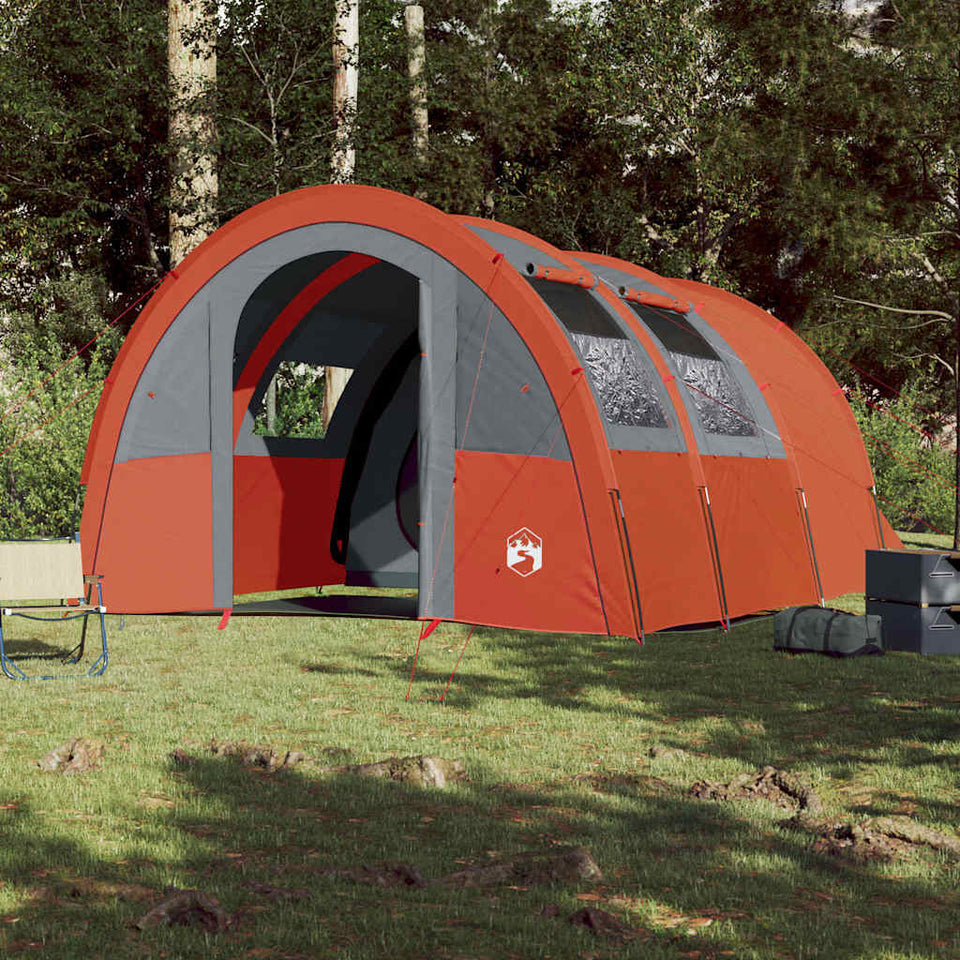 Camping Tent Tunnel 4-Person Grey and Orange Waterproof