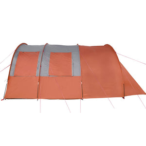 Camping Tent Tunnel 4-Person Grey and Orange Waterproof