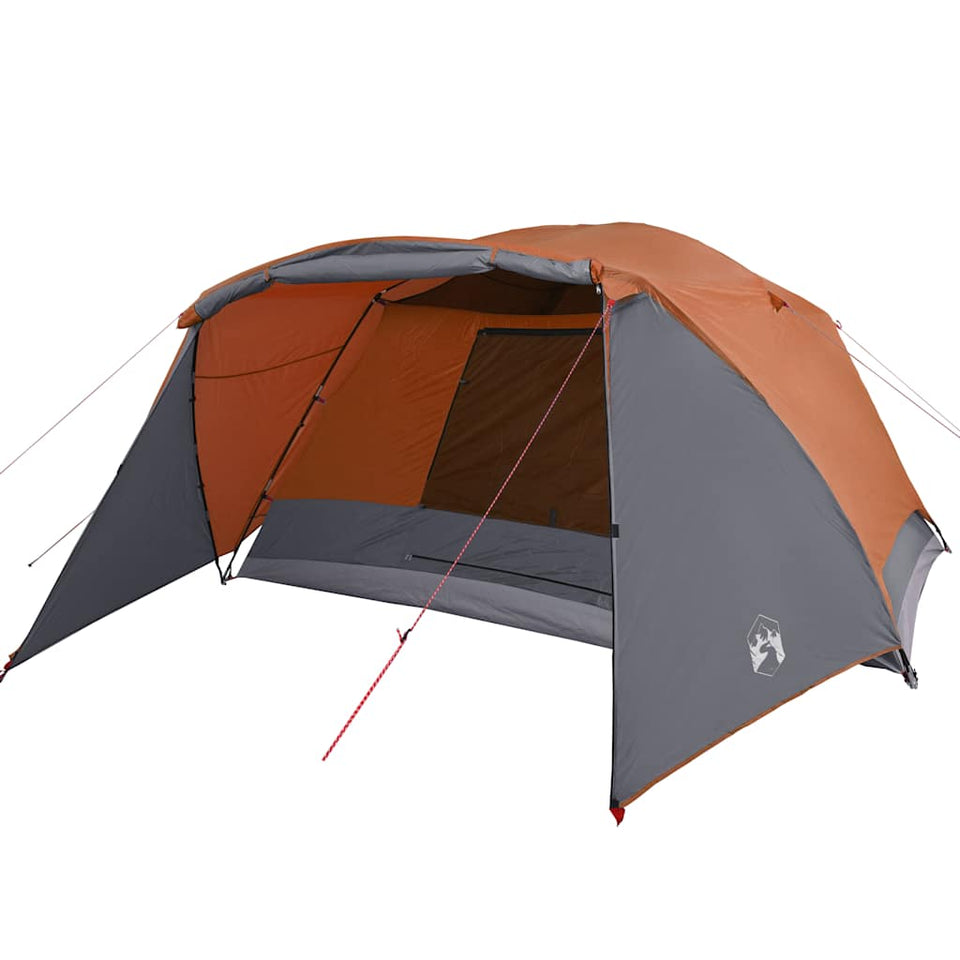 Camping Tent with Porch 4-Person Orange Waterproof