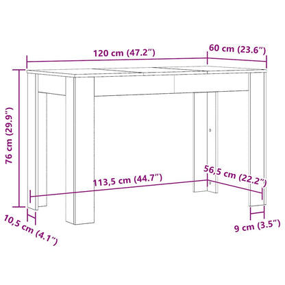 Dining Table | Smoked oak | Engineered wood | 120 x 60 x 76 cm | Durable