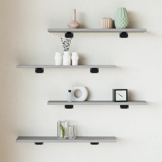 Wall Shelves 4 pcs Grey Sonoma 60x10x1,5 cm Engineered Wood