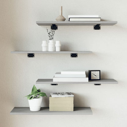 Wall Shelves 4 pcs Grey Sonoma 60x20x1,5 cm Engineered Wood