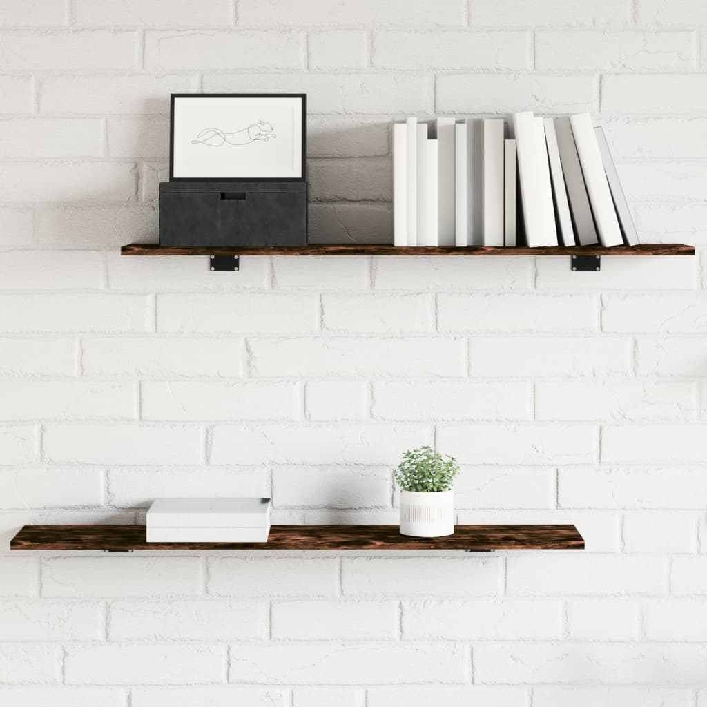 Wall Shelves 4 pcs Smoked Oak 100x20x1,5 cm Engineered Wood