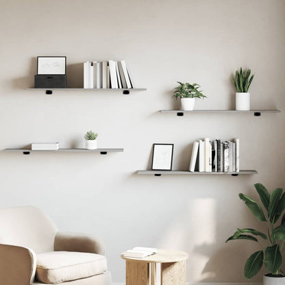 Wall Shelves 4 pcs Grey Sonoma 100x20x1,5 cm Engineered Wood