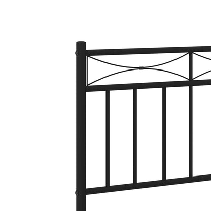 Metal Bed Frame without Mattress with Headboard Black 80x200cm