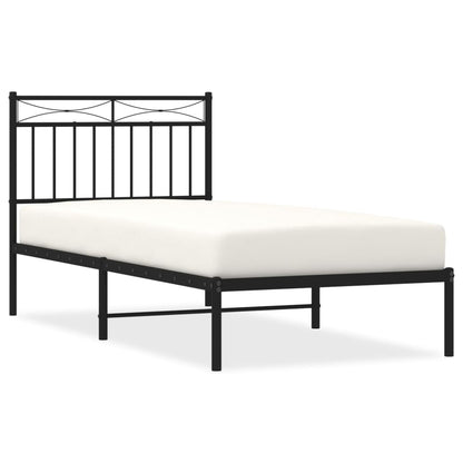 Metal Bed Frame without Mattress with Headboard Black 90x190cm
