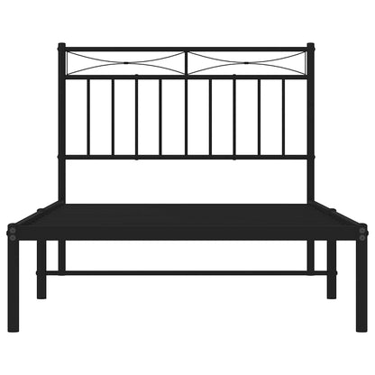 Metal Bed Frame without Mattress with Headboard Black 100x190cm