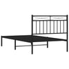 Metal Bed Frame without Mattress with Headboard Black 100x190cm