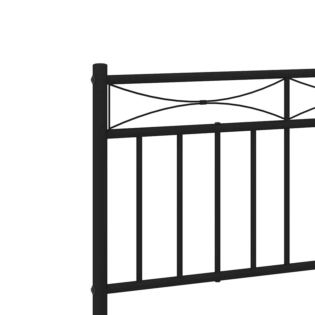 Metal Bed Frame without Mattress with Headboard Black 100x190cm