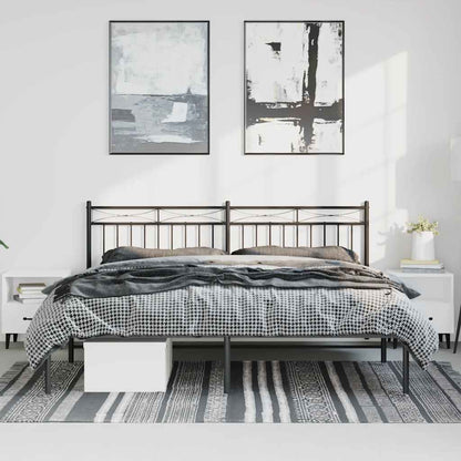 Metal Bed Frame without Mattress with Headboard Black 183x213cm