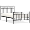Metal Bed Frame without Mattress with Footboard Black 100x190cm