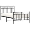 Metal Bed Frame without Mattress with Footboard Black 100x190cm