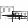 Metal Bed Frame without Mattress with Footboard Black 100x190cm