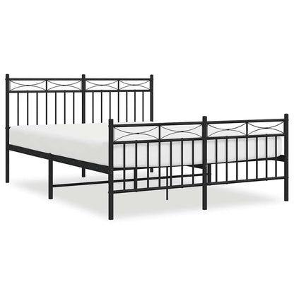 Metal Bed Frame without Mattress with Footboard Black 135x190cm