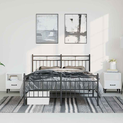 Metal Bed Frame without Mattress with Footboard Black 135x190cm