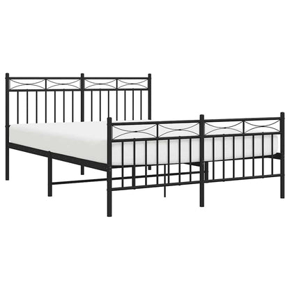 Metal Bed Frame without Mattress with Footboard Black 135x190cm