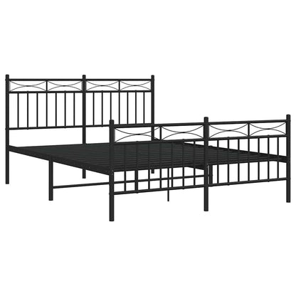 Metal Bed Frame without Mattress with Footboard Black 135x190cm