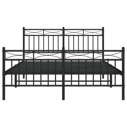 Metal Bed Frame without Mattress with Footboard Black 135x190cm
