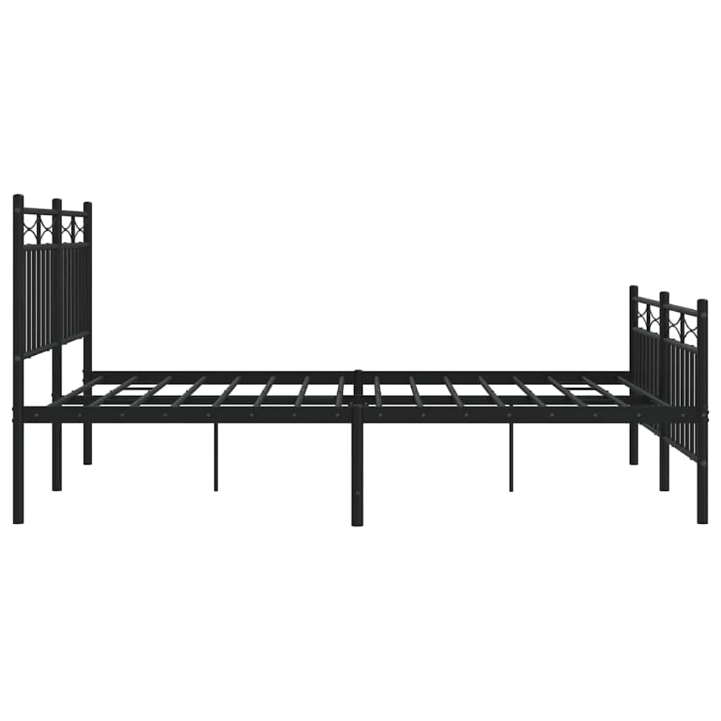 Metal Bed Frame without Mattress with Footboard Black 135x190cm