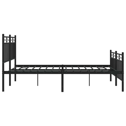 Metal Bed Frame without Mattress with Footboard Black 135x190cm