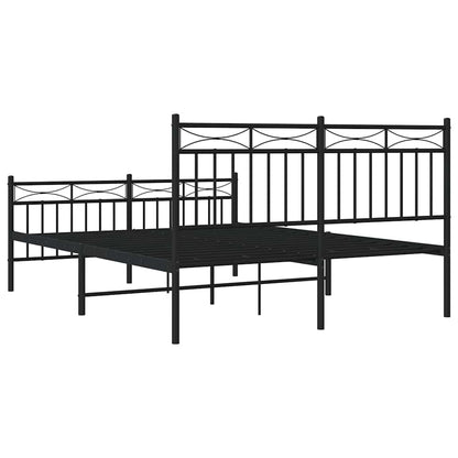 Metal Bed Frame without Mattress with Footboard Black 135x190cm