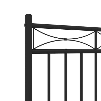 Metal Bed Frame without Mattress with Footboard Black 135x190cm