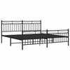 Metal Bed Frame without Mattress with Footboard Black 183x213cm