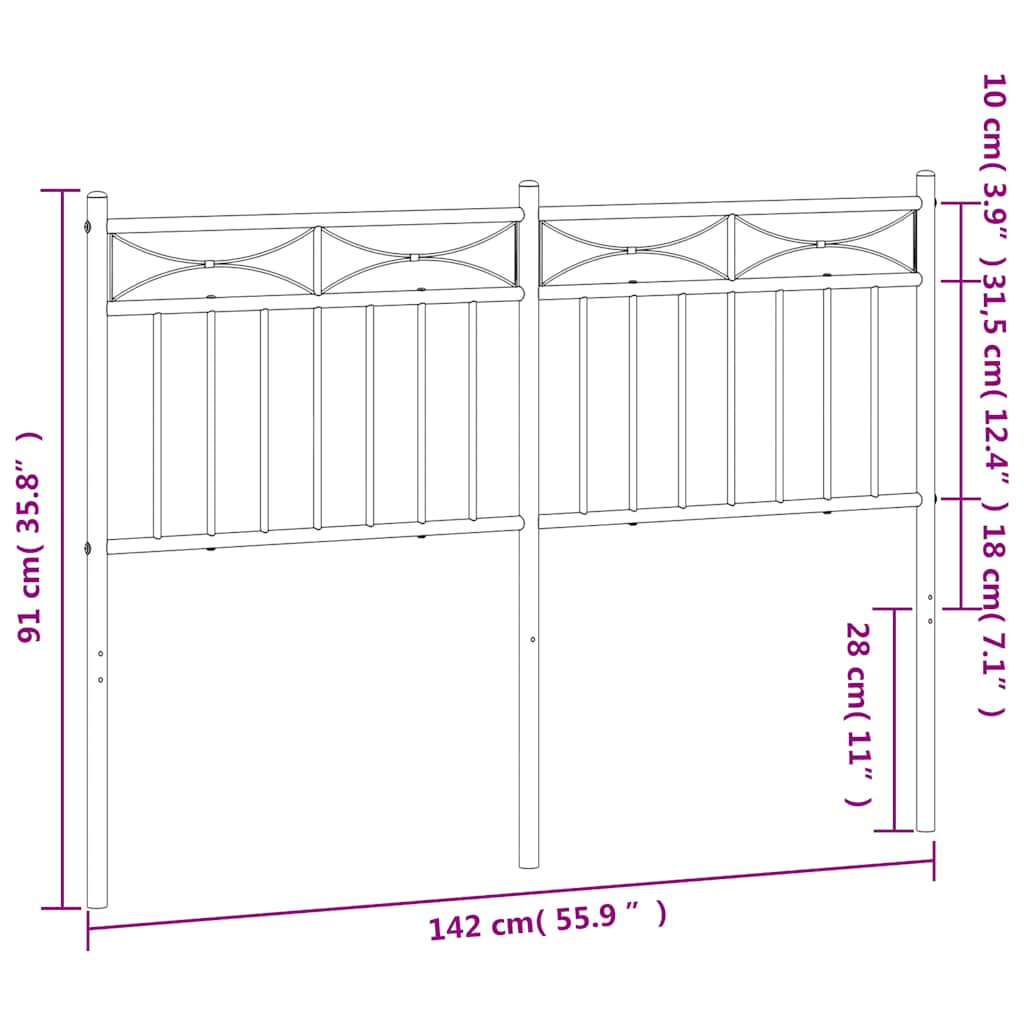 Metal Replace Headboard Black 135 cm