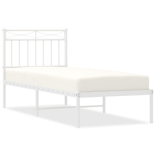 Metal Bed Frame without Mattress with Headboard White 80x200cm
