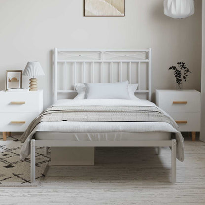Metal Bed Frame without Mattress with Headboard White 100x190cm