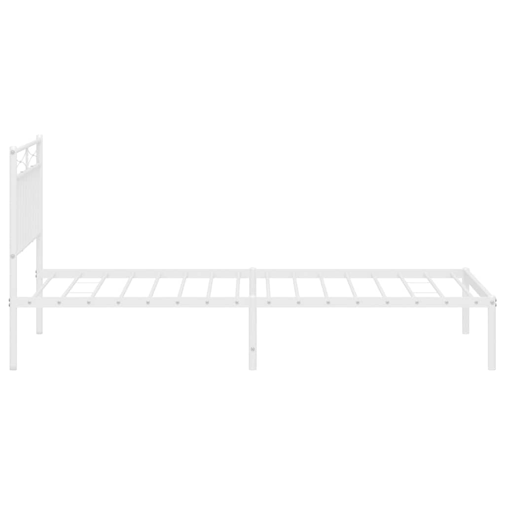 Metal Bed Frame without Mattress with Headboard White 100x190cm
