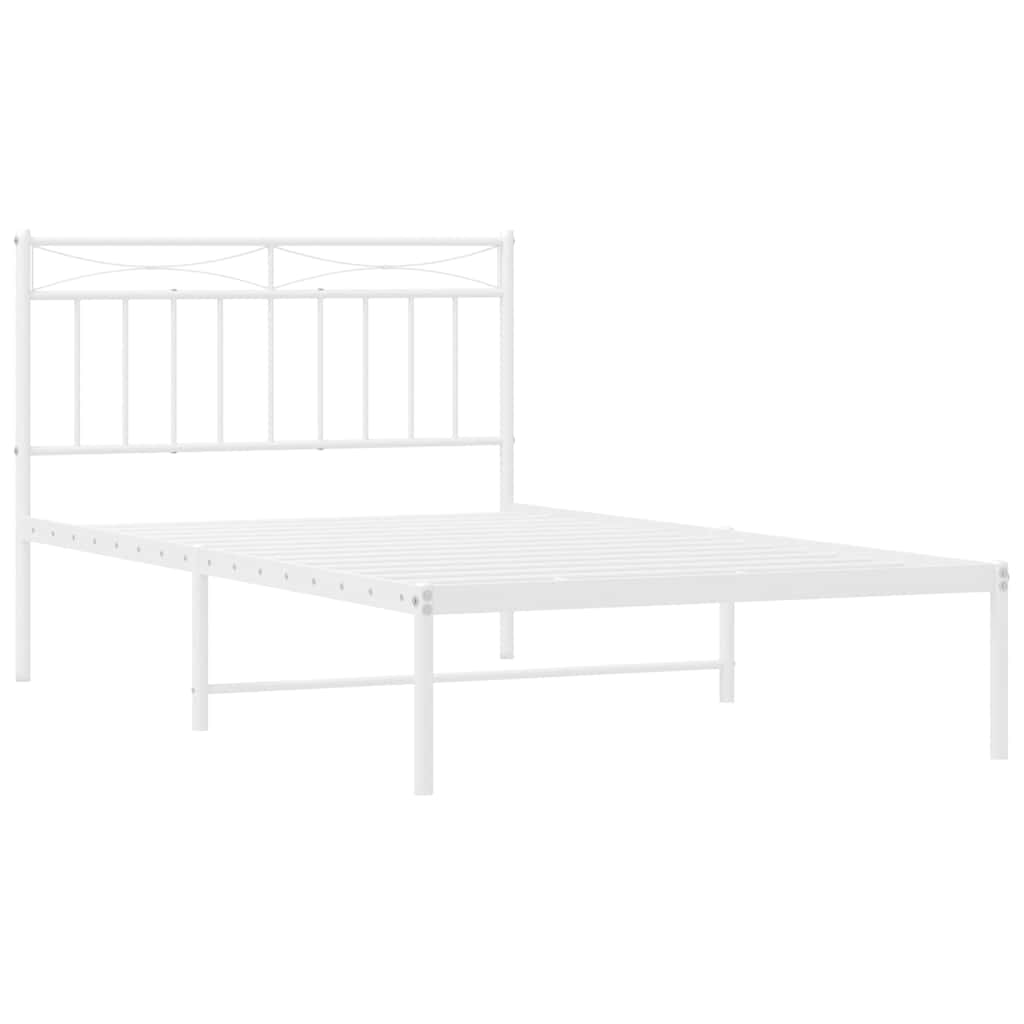 Metal Bed Frame without Mattress with Headboard White 100x200cm