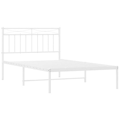 Metal Bed Frame without Mattress with Headboard White 100x200cm