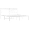 Metal Bed Frame with Headboard White 150x200 cm King Size