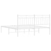 Metal Bed Frame with Headboard White 150x200 cm King Size