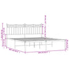 Metal Bed Frame with Headboard White 150x200 cm King Size