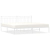 Metal Bed Frame without Mattress with Headboard White 193x203cm