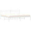 Metal Bed Frame without Mattress with Headboard White 193x203cm