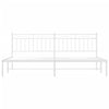 Metal Bed Frame without Mattress with Headboard White 193x203cm